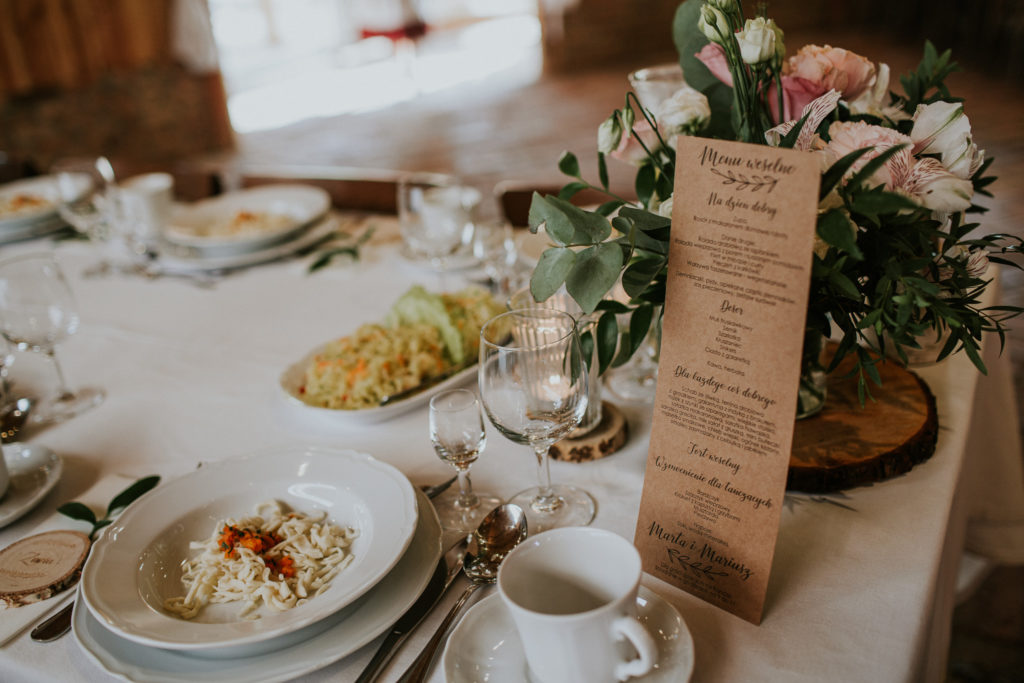 menu na stoły wesele 